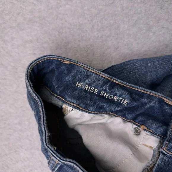 American Eagle Denim Jean Shorts Women's 0‎ Hi-Rise Shortie Distressed Stretch - Picture 3 of 10